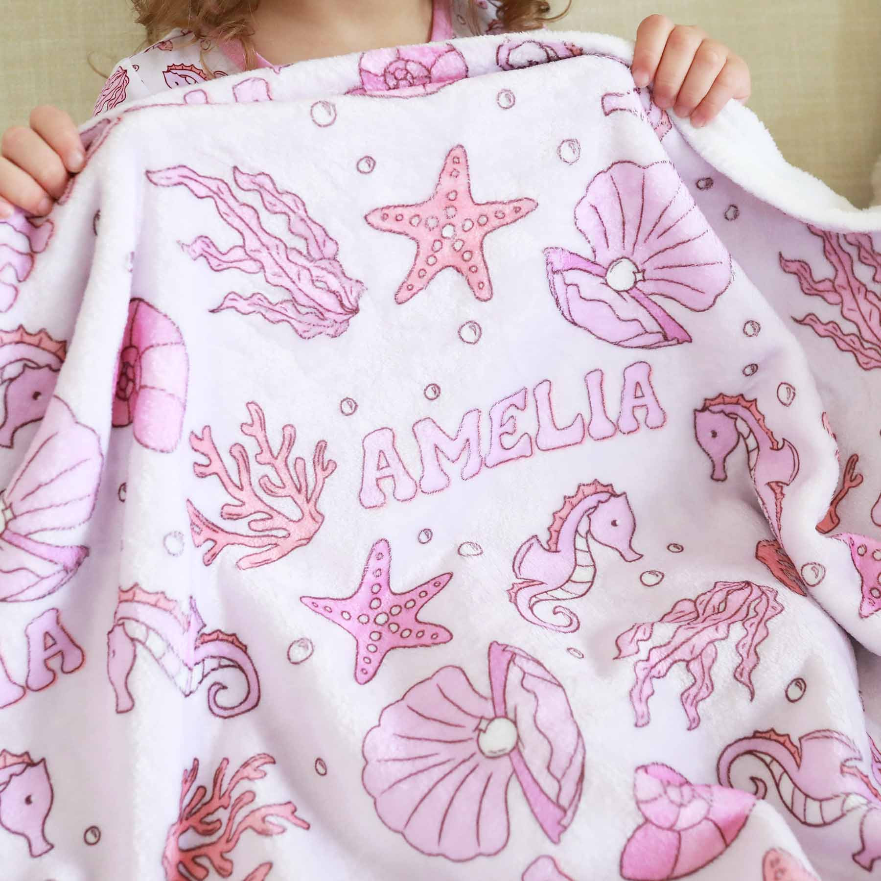 Tiny Tides Personalized Kids Blanket | Pink | Caden Lane