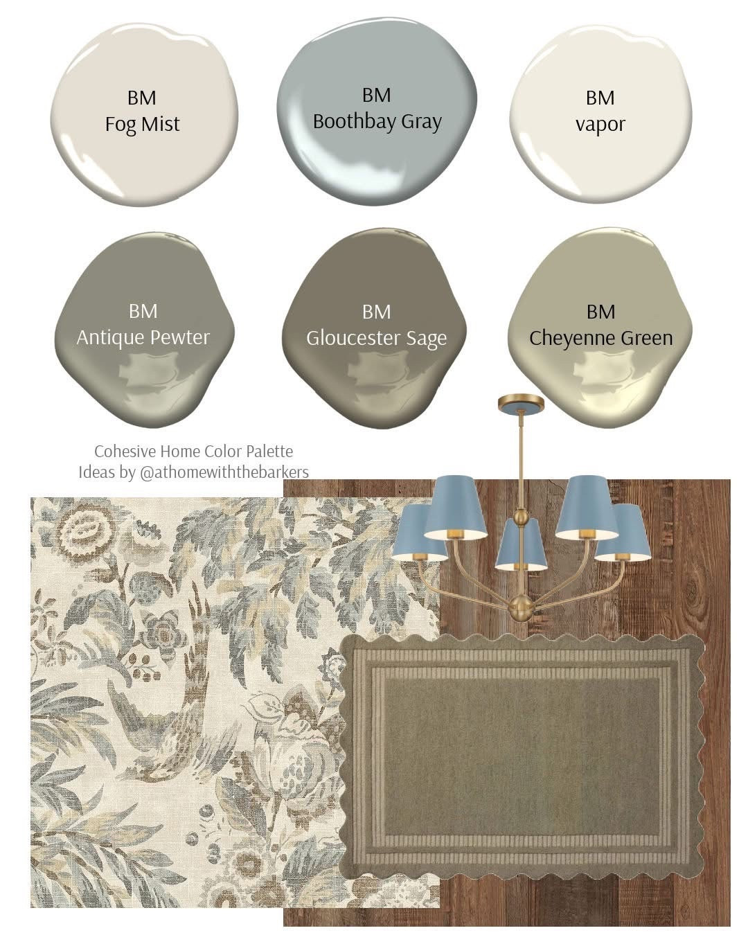 Wallpaper, rug, light fixture color palette.

#LTKHome