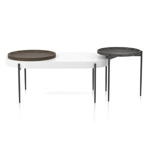 Furniture of America Hylen Metal 2-Piece Coffee Table Set in Gray | Homesquare