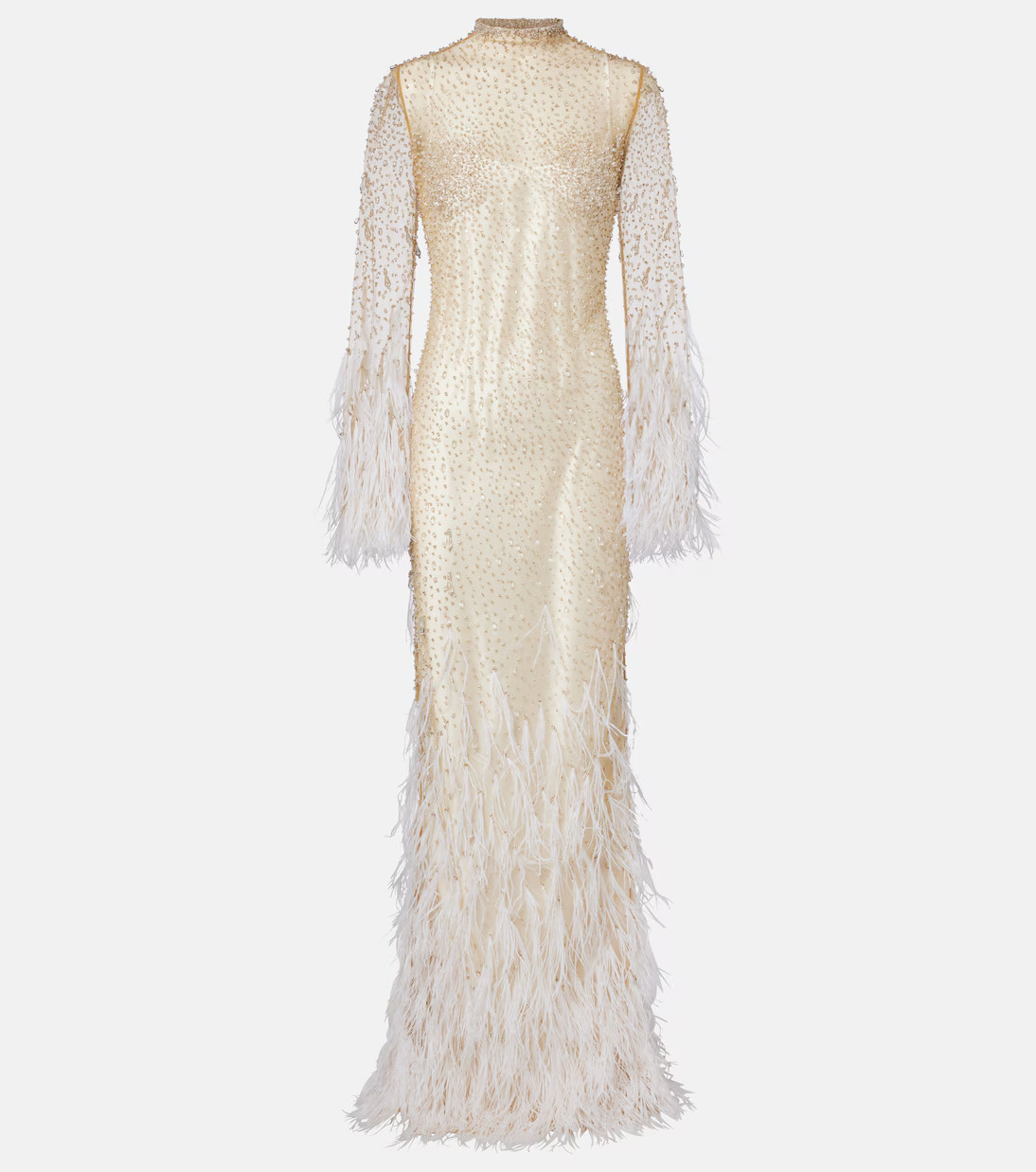 Mia embellished feather-trimmed tulle gown | Mytheresa (US/CA)