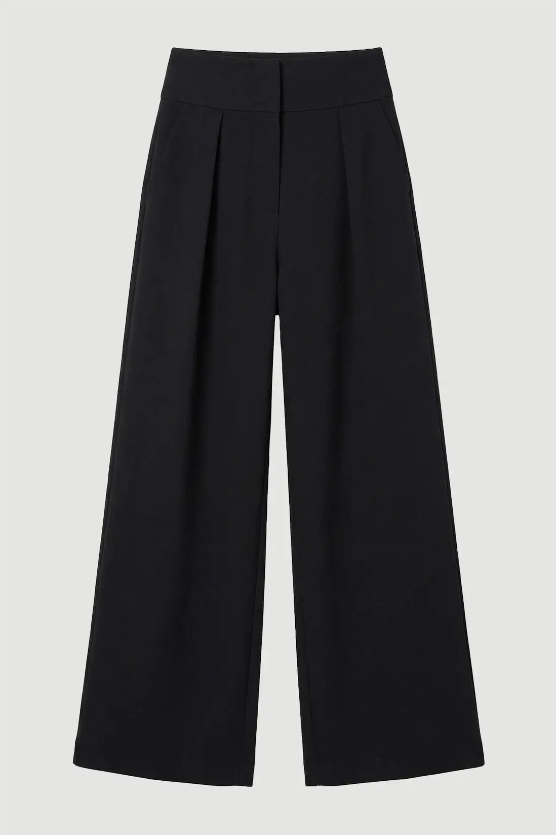 Petite Soft Tailored High Waist Wide Leg Trouser | Karen Millen