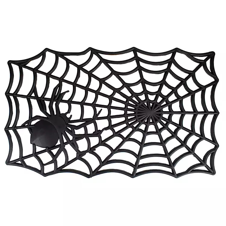 New! Black Spider Web Doormat | Kirkland's Home