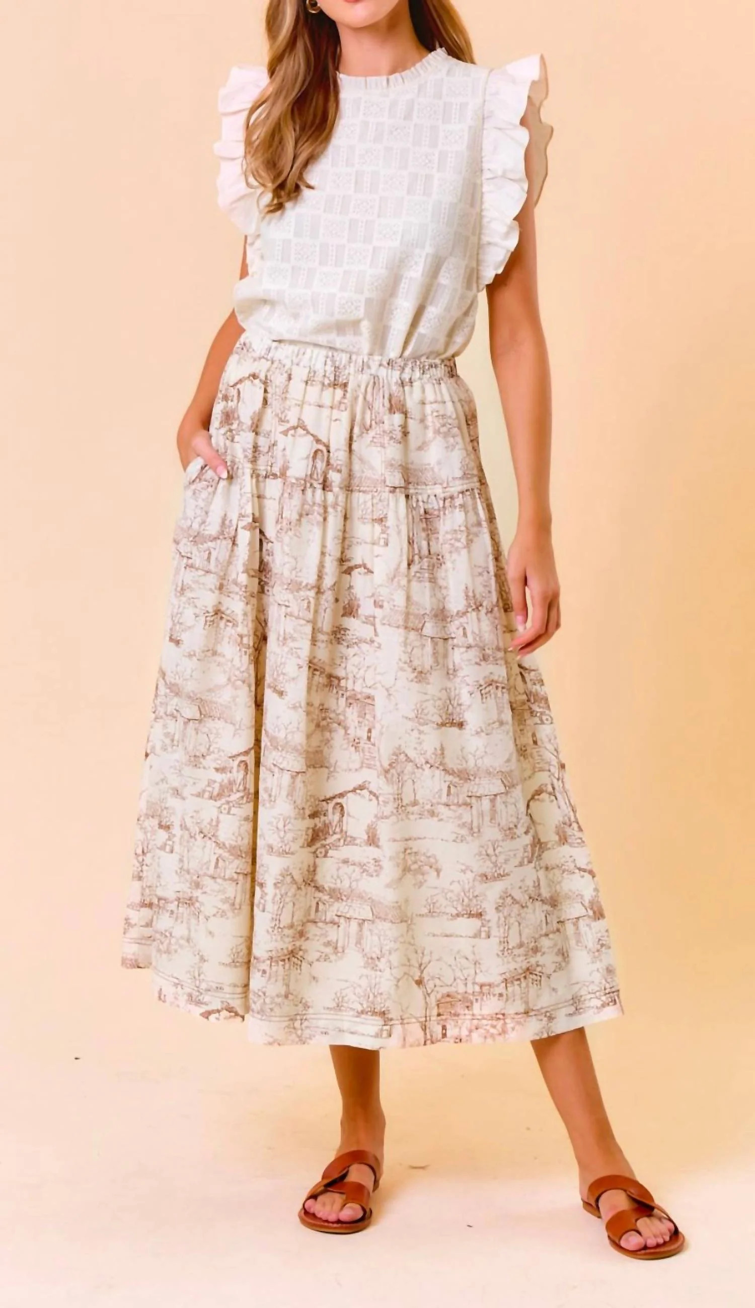 Toile Skirt In White Multi | Shop Simon
