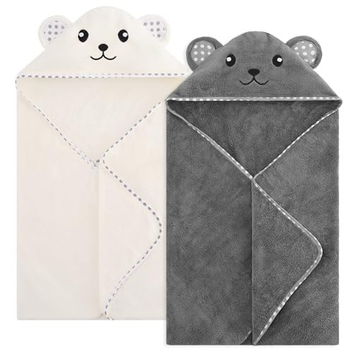 URSEORY Baby Hooded Towel, 2 Pack Cotton Baby Towel Set, 31 X 31 Inch Super Soft Baby Bath Towel for Infants, Toddlers and Newborn (Panda) | Amazon (US)