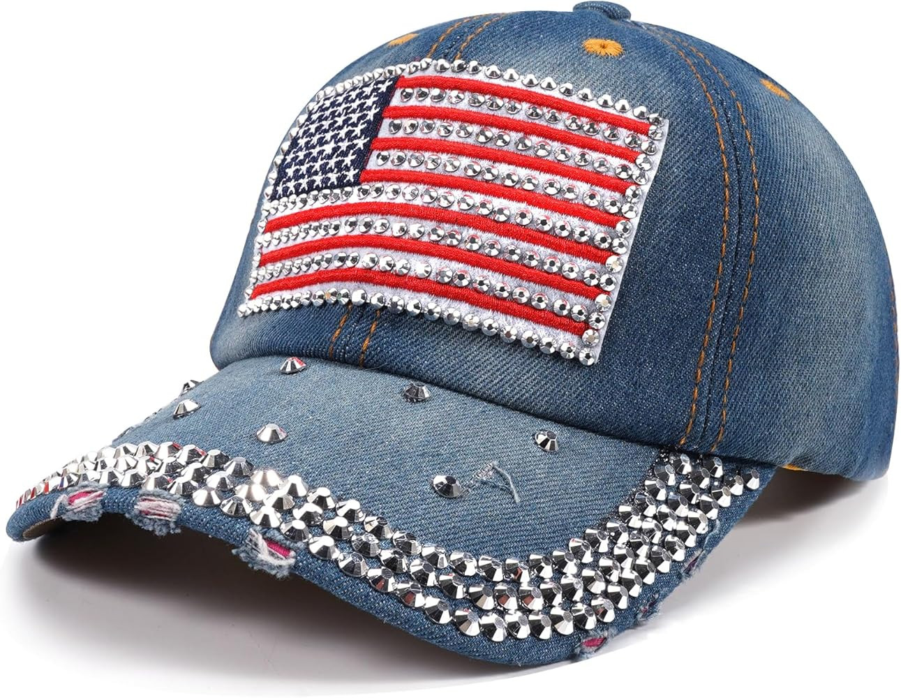 American Flag Caps USA Baseball Caps Bling Sparkle Independence Day 4th of July Hats Adjustable C... | Amazon (US)