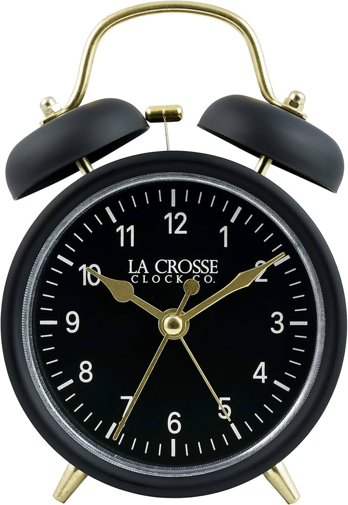 La Crosse 617-3314BG Black Twin Bell Quartz Alarm Clock | Amazon (US)