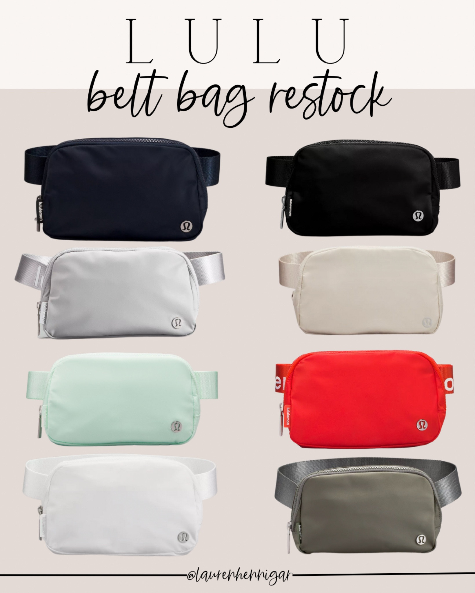 LULU EVERYWHERE BELT BAG RESTOCK!!! SO MANY NEW COLORS! 🤍🤍

#LTKfit #LTKSeasonal #LTKunder50