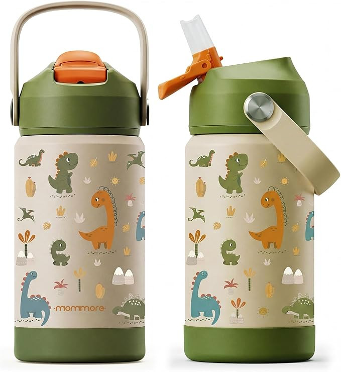 Mommore Kids Water Bottle 12 oz, Insulated Stainless Steel Water Bottle with Straw, Leakproof & B... | Amazon (US)