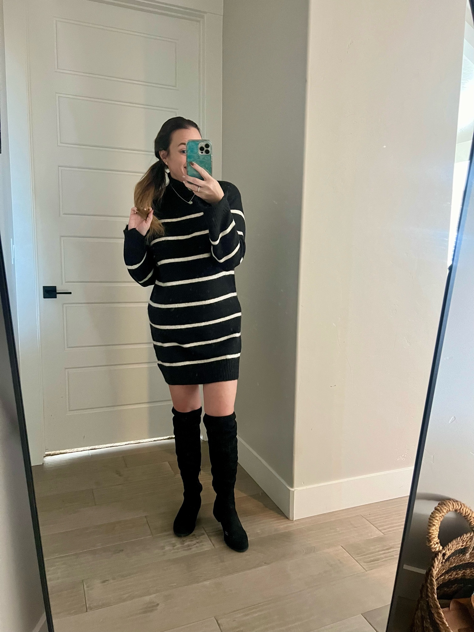 Easy Thanksgiving outfit idea. Thanksgiving dress. Fall dress. Fall fashion. Family photos. Over the knee boots. Fall dresses. Winter dress. Sweater dress. Sweater dresses. Winter dresses. Fall date night. Fall date night outfit. Winter date night outfit idea. Over the knee boot outfit. Sweater dress outfit. H&M outfit. Classic outfit. Classy chic preppy old money look  

#LTKfindsunder50 #LTKover40 #LTKmidsize