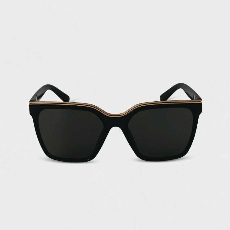 Women's Plastic Square Sunglasses - A New Day™ Black | Target