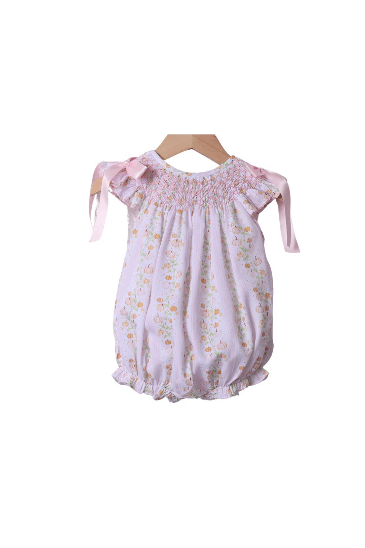 Smocked Heirloom Floral Pumpkins Bishop Bubble | The Smocked Flamingo
