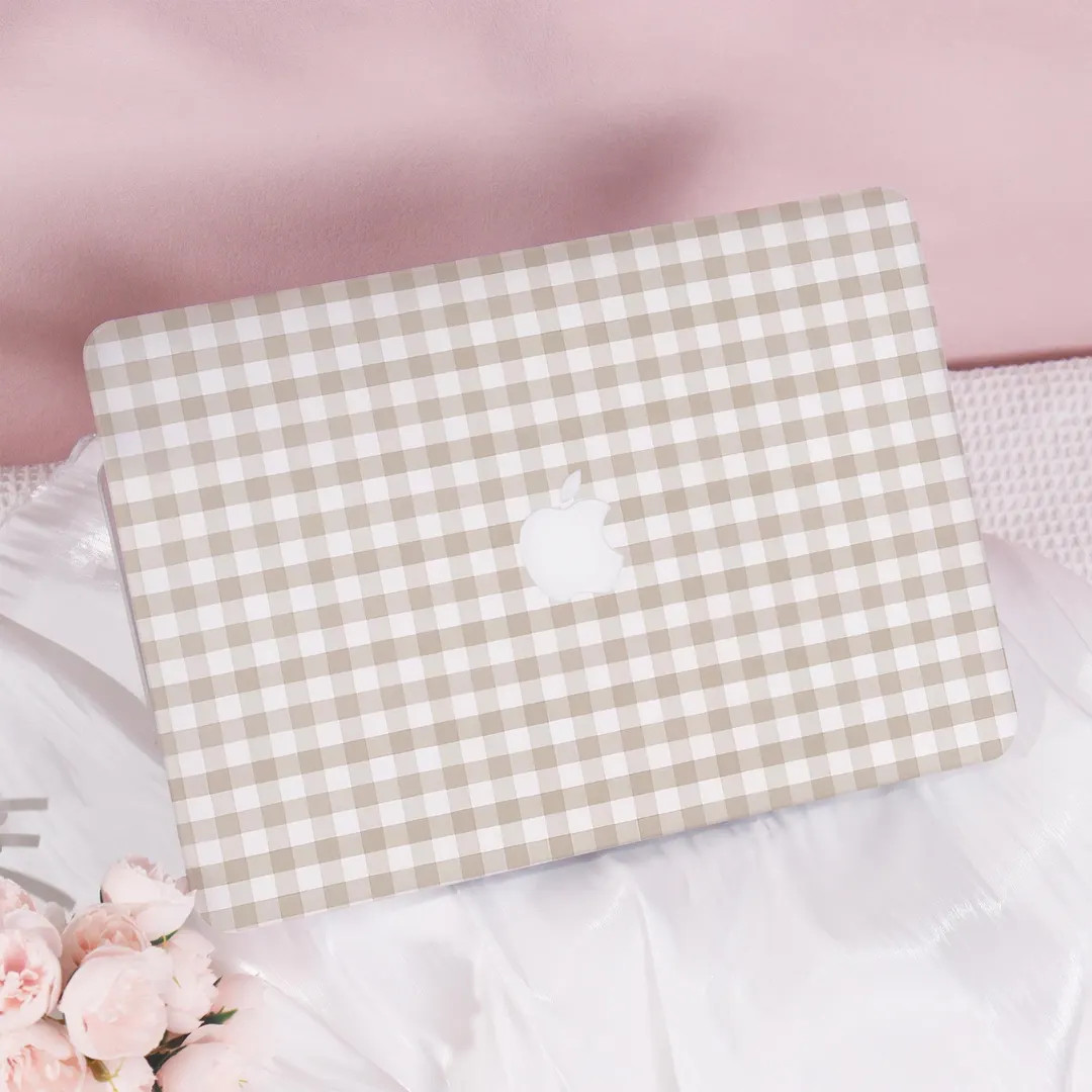 Beige and White Gingham New Pro Mac Protective Case Personalized Name for MacBook Air 11/13/15, P... | Etsy (US)