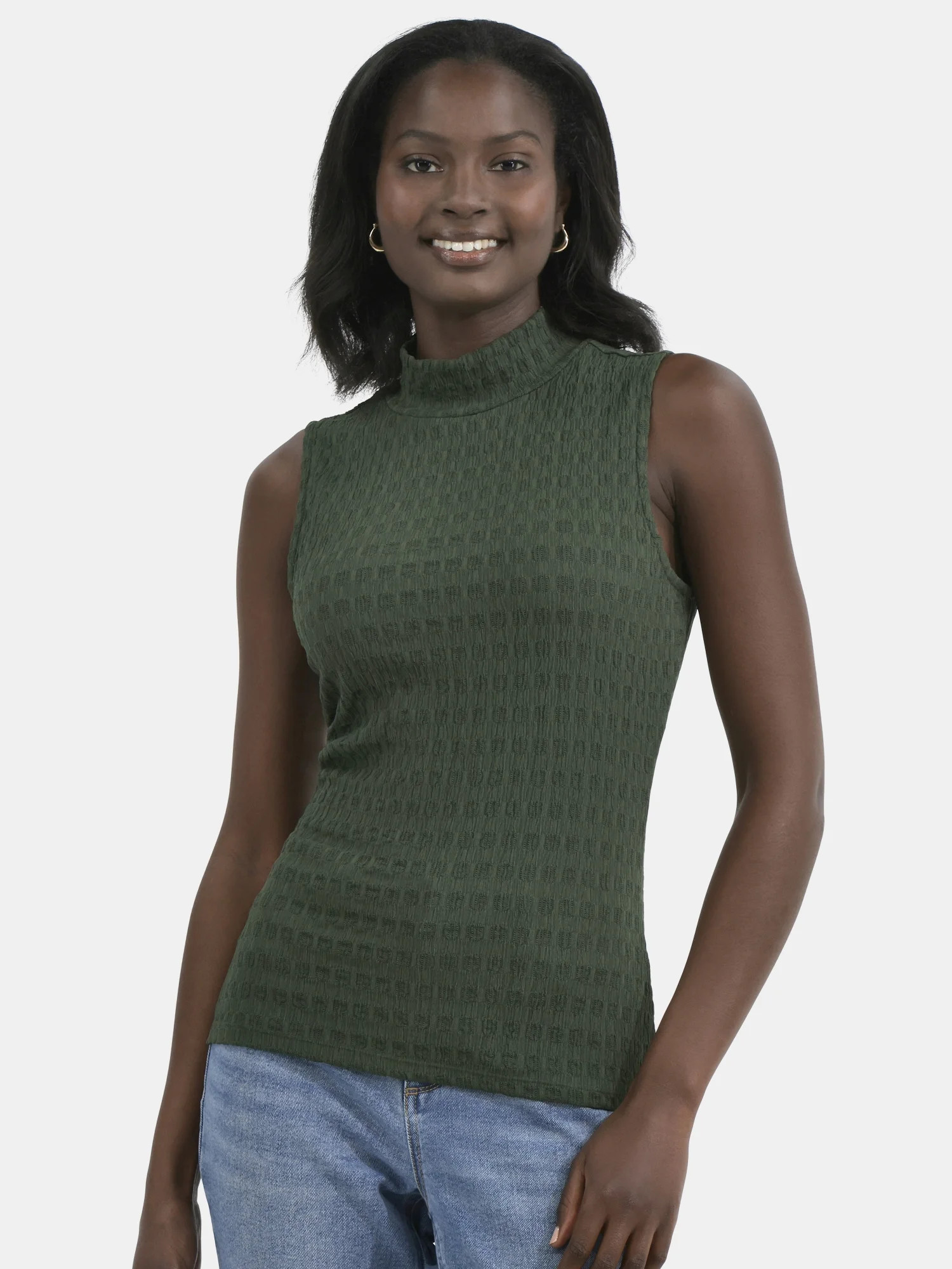 Time and Tru Women's Pucker Mock Neck Top, XS-XXXL | Walmart (US)