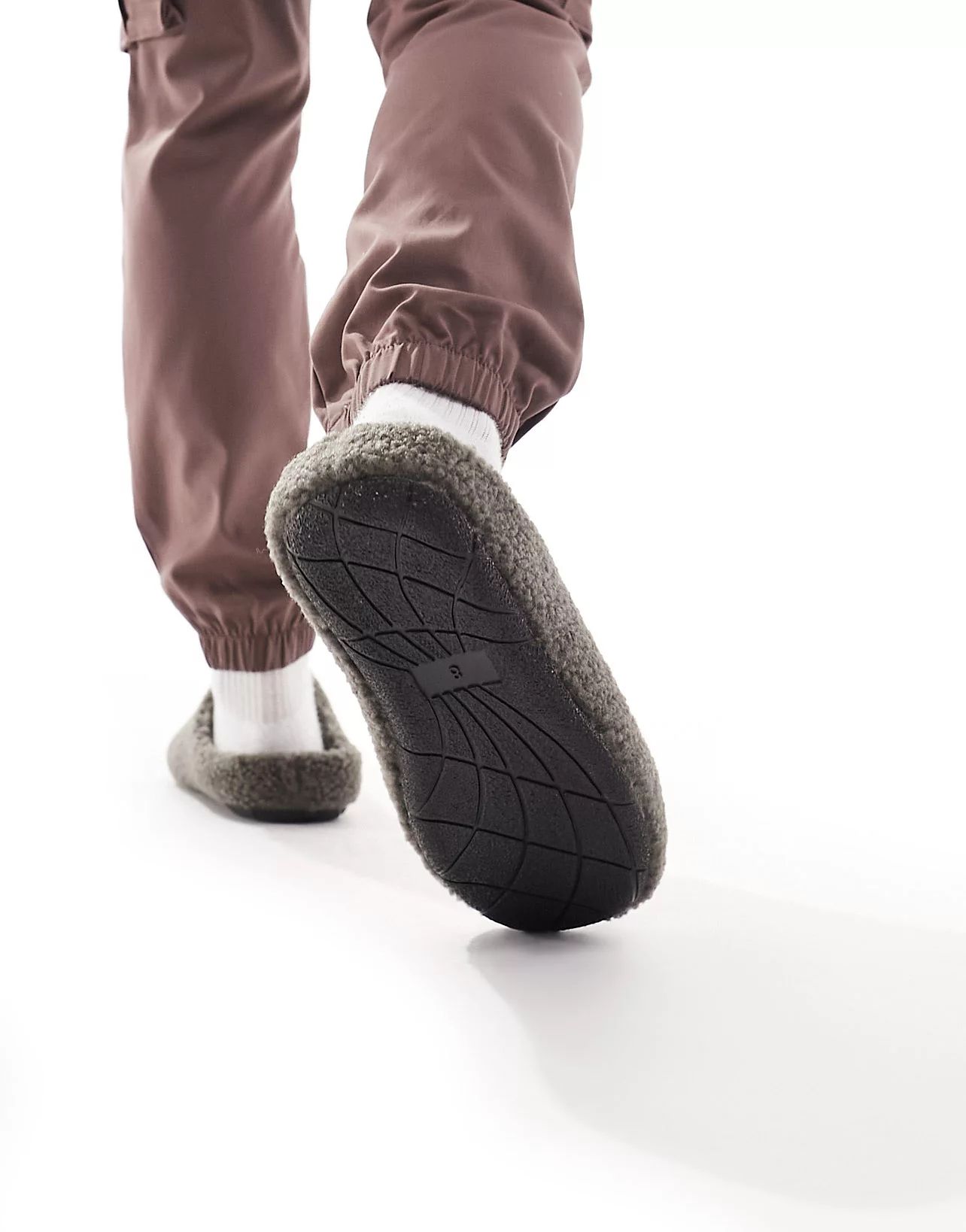ASOS DESIGN mule slippers in all over brown borg | ASOS (Global)