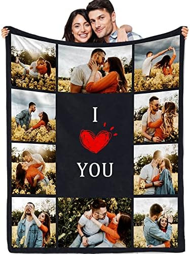 Juantao Custom Blanket with Photo Personalized I Love You Couples Gifts for Boyfriend Girlfriend ... | Amazon (US)