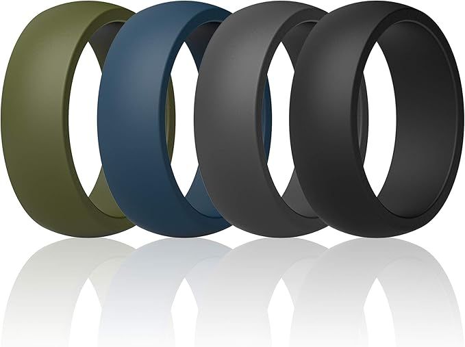 ThunderFit Mens Silicone Rings Wedding Bands - 7 Rings / 4 Rings / 1 Ring - Classic & Middle Line... | Amazon (US)