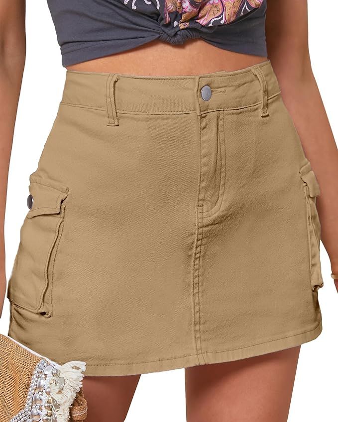 luvamia 2023 Cargo Shorts for Women Casual Summer Skorts Skirts High Waisted Mini Short Skort wit... | Amazon (US)