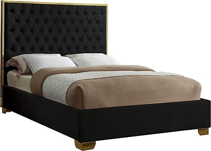 Meridian Furniture Lana Collection Modern | Contemporary Velvet Upholstered Bed with Deep Detaile... | Amazon (US)