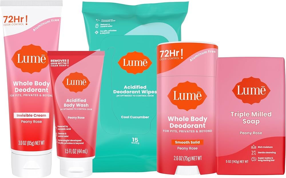 Lume Whole Body Deodorant For Women & Men - Starter Pack - Solid Stick, Invisible Cream Tube, Aci... | Amazon (US)