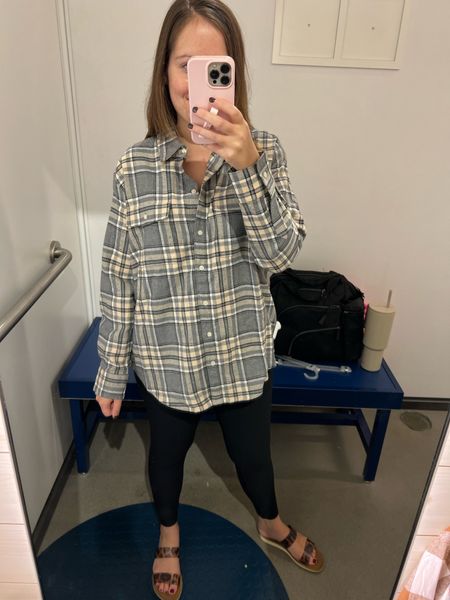 Fall flannel in a boyfriend shirt style 

Sizing: top s
Leggings: m



#LTKstyletip #LTKfindsunder50 #LTKSeasonal