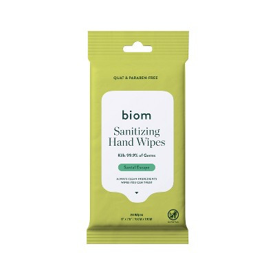 Biom Travel Pack Biodegradable Hand Sanitizing Wipes - Santal Escape - 20ct | Target