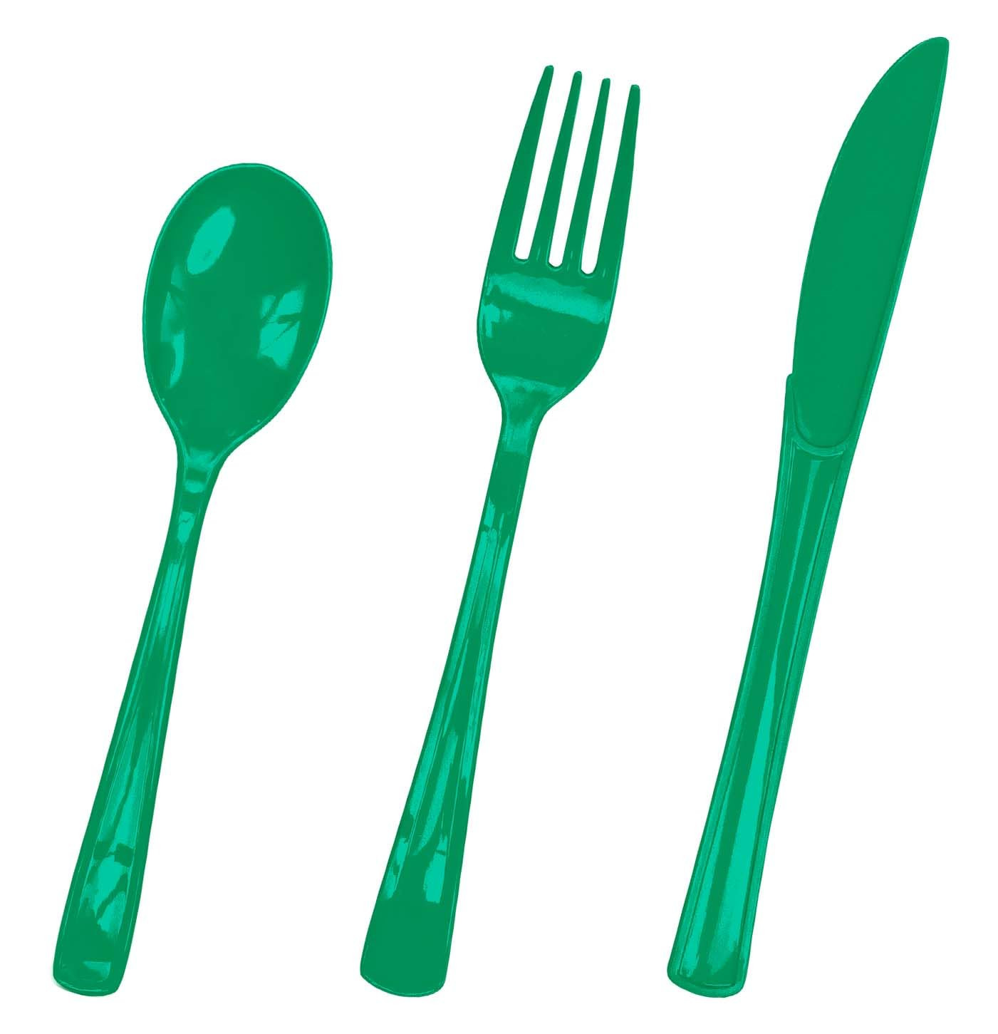 HEIPINIUYE 75 Pack Green Plastic Cutlery Heavy Duty Green Plastic Knives Forks and Spoons Disposa... | Amazon (US)