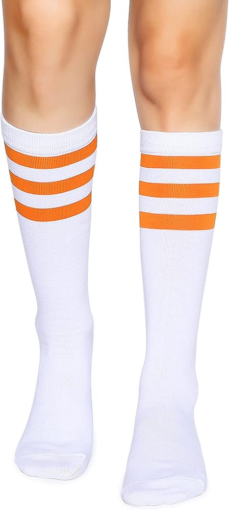 Henwarry Over the Calf Tube Socks Classic Triple Stripes Cotton Retro Athletic Socks for Men and ... | Amazon (US)
