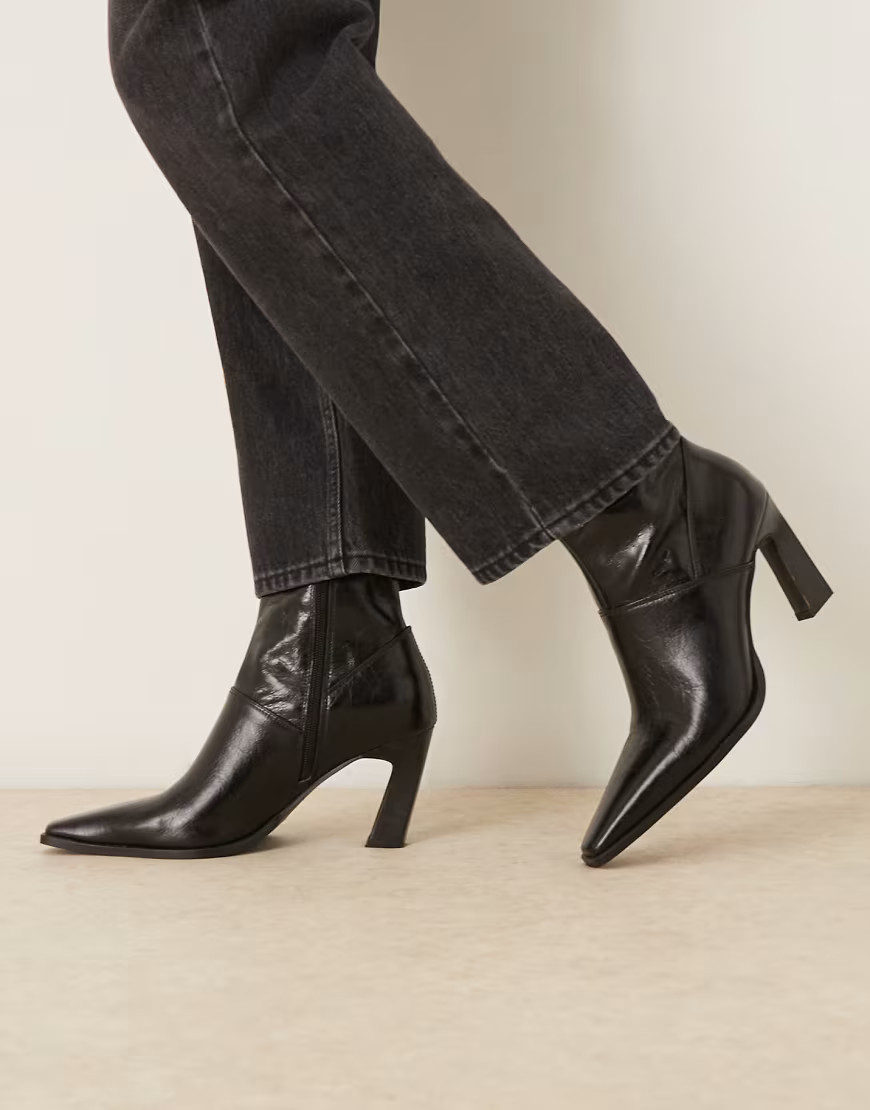ASOS DESIGN Estella leather chisel toe ankle boots in black | ASOS (Global)