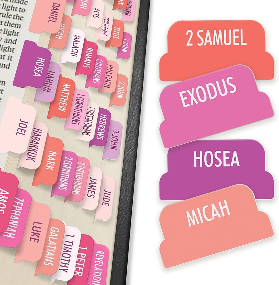 Pink Bible Tabs, 90 Large Print Bible Index Tabs for Study Bible, Laminated Easy-to-Read Label, C... | Amazon (US)