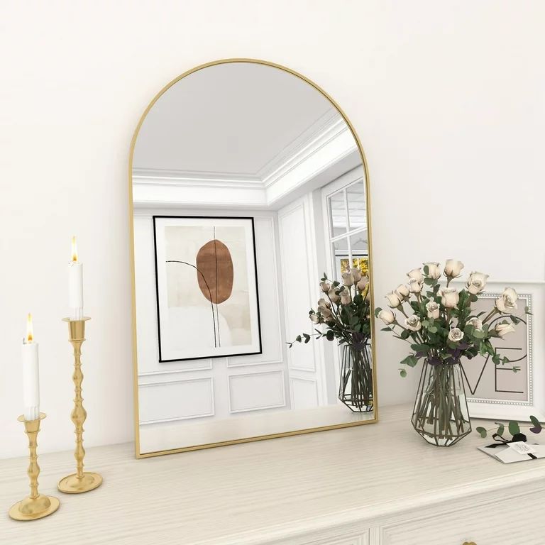 GLSLAND Wall Mounted Mirror, 20" x 30" Arch Bathroom Mirror for Wall, Vanity Mirror for Bedroom, ... | Walmart (US)