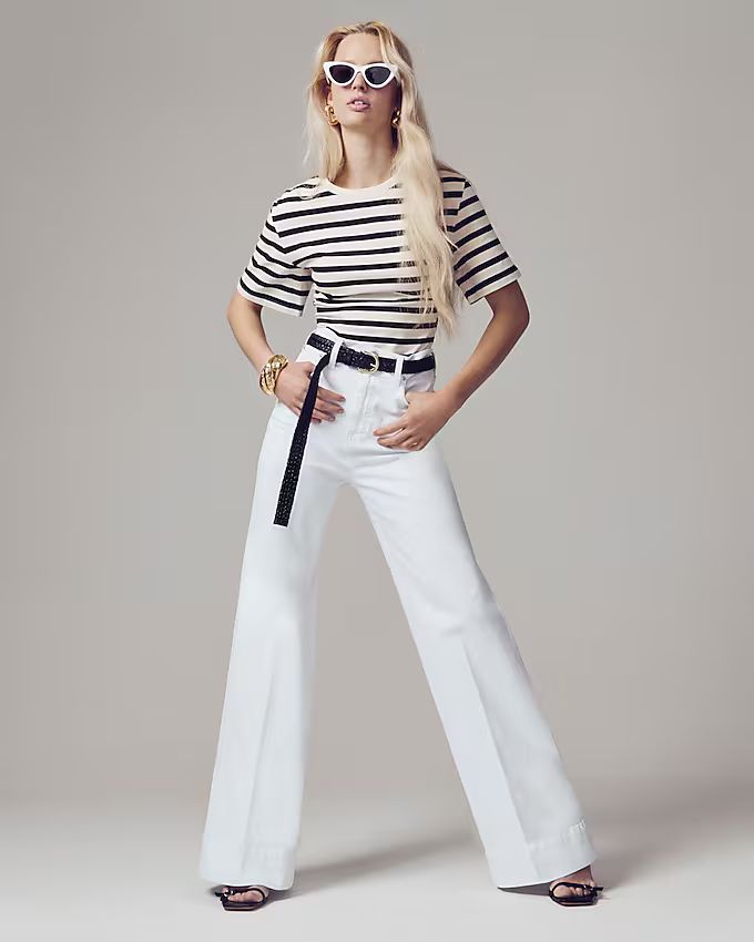 Wide-leg denim trouser in white | J. Crew US