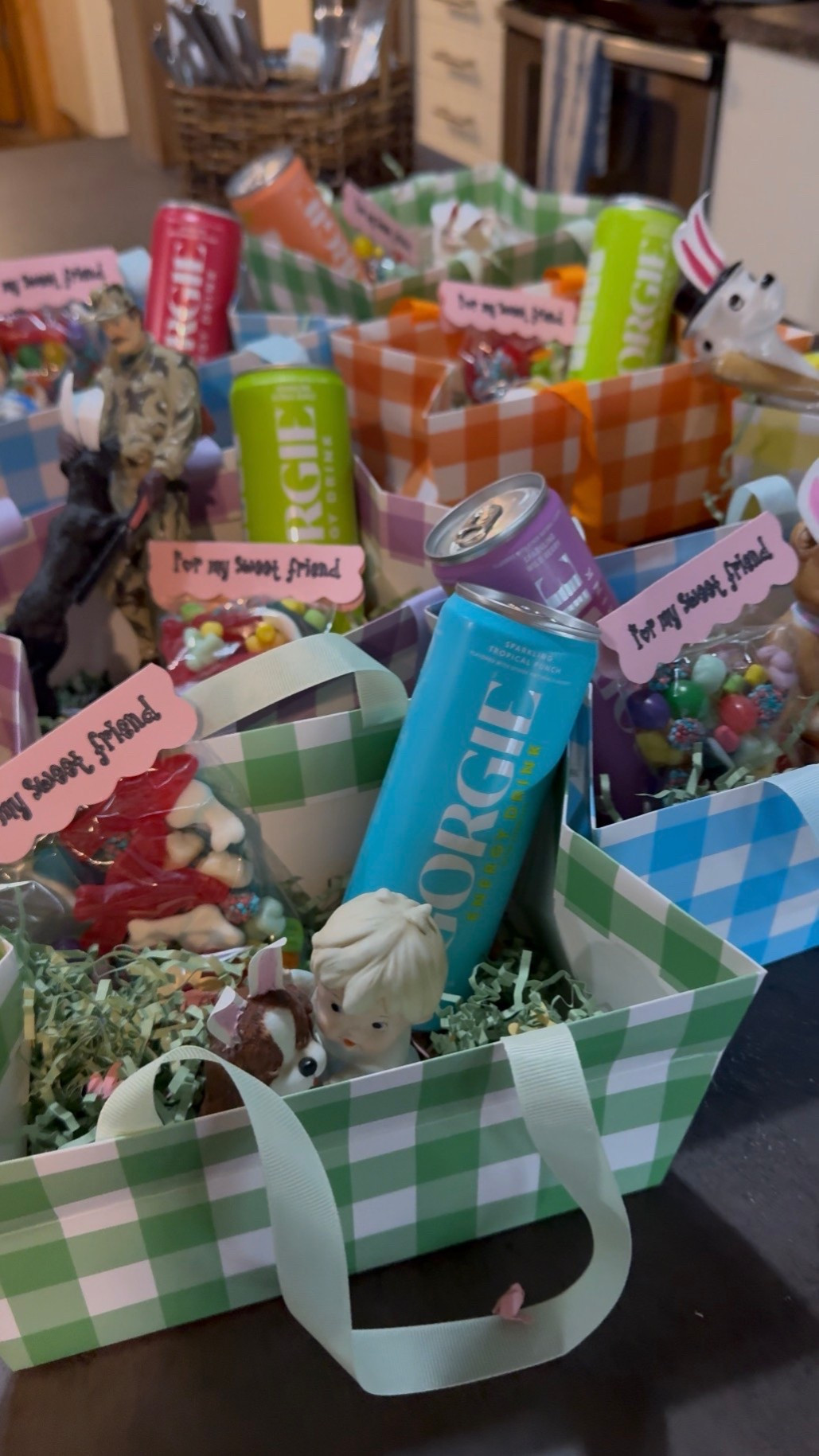 These little cardboard, Easter baskets are such a fun and affordable idea for surprises this Easter season and into May!  Linking the baskets, what I used to make the candy salad, and the Easter grass that I used - it came with little flower cut outs that made everything so darling🐰🎀💚

#LTKHome #LTKmomlife #LTKSeasonal