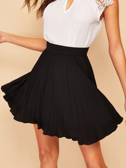 SHEIN Zip Side Pleated Skirt | SHEIN