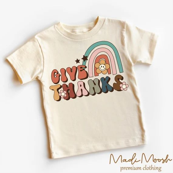 Give Thanks Rainbow Kids Shirt  Fall Thanksgiving Retro - Etsy | Etsy (US)