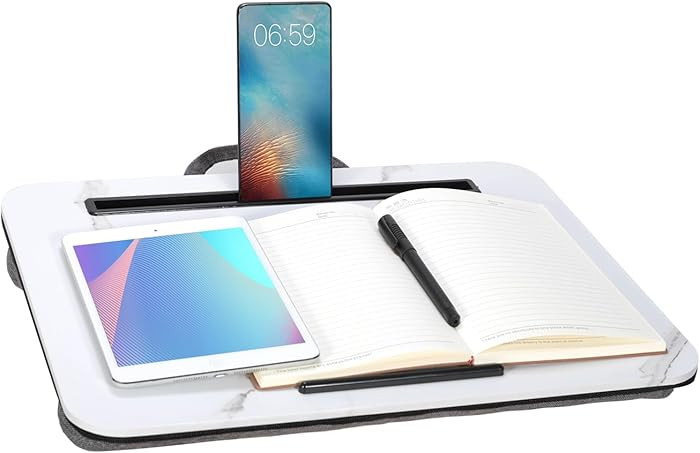 Portable Laptop Desk Fits Up to 16“ Laptops, with Tablet Slot, Built-in Cushion, Great for Home... | Amazon (US)