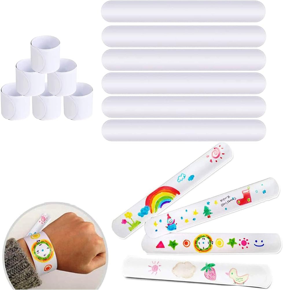 White Slap Bracelets, DIY Slap Bracelets for Kids Blank Slap Bracelets Bulk Craft Painting Vinyl ... | Amazon (US)