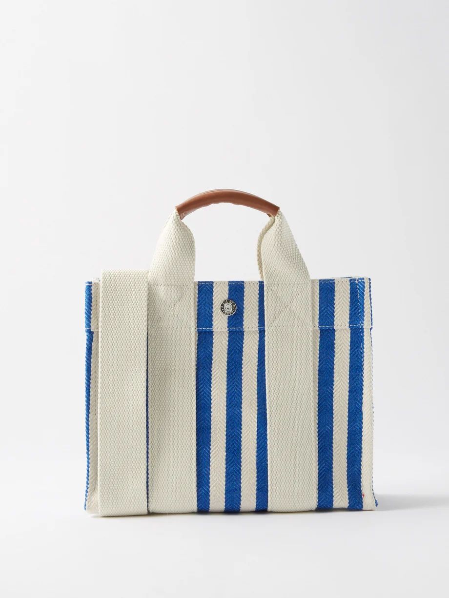 Tote XS striped canvas and leather tote bag | Rue De Verneuil | Matches (US)