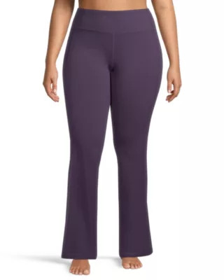 Women's Mid Rise Live-In Comfort Tummy Slimming Flare Leggings Dark Purple M | Mark's - Lequipeur