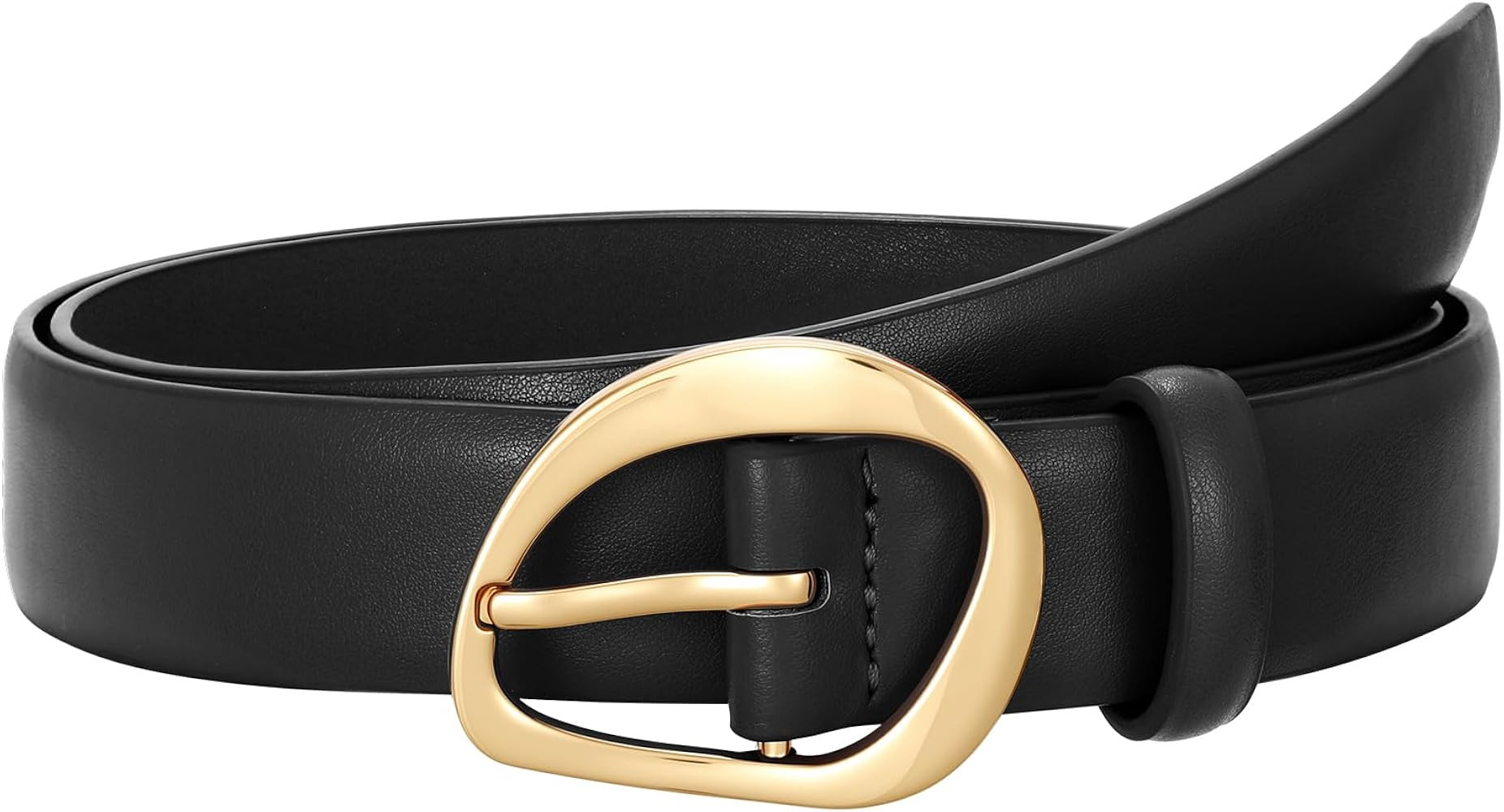 SUOSDEY Women Leather Belt for Jeans Pants, Fashion Dress Waist Belt with Gold Buckle | Amazon (US)