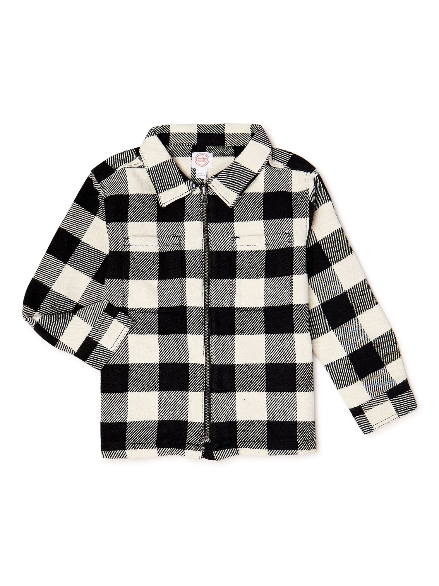 Wonder Nation Baby Boy & Toddler Boy Flannel Zip Jacket, 12M-5T | Walmart (US)
