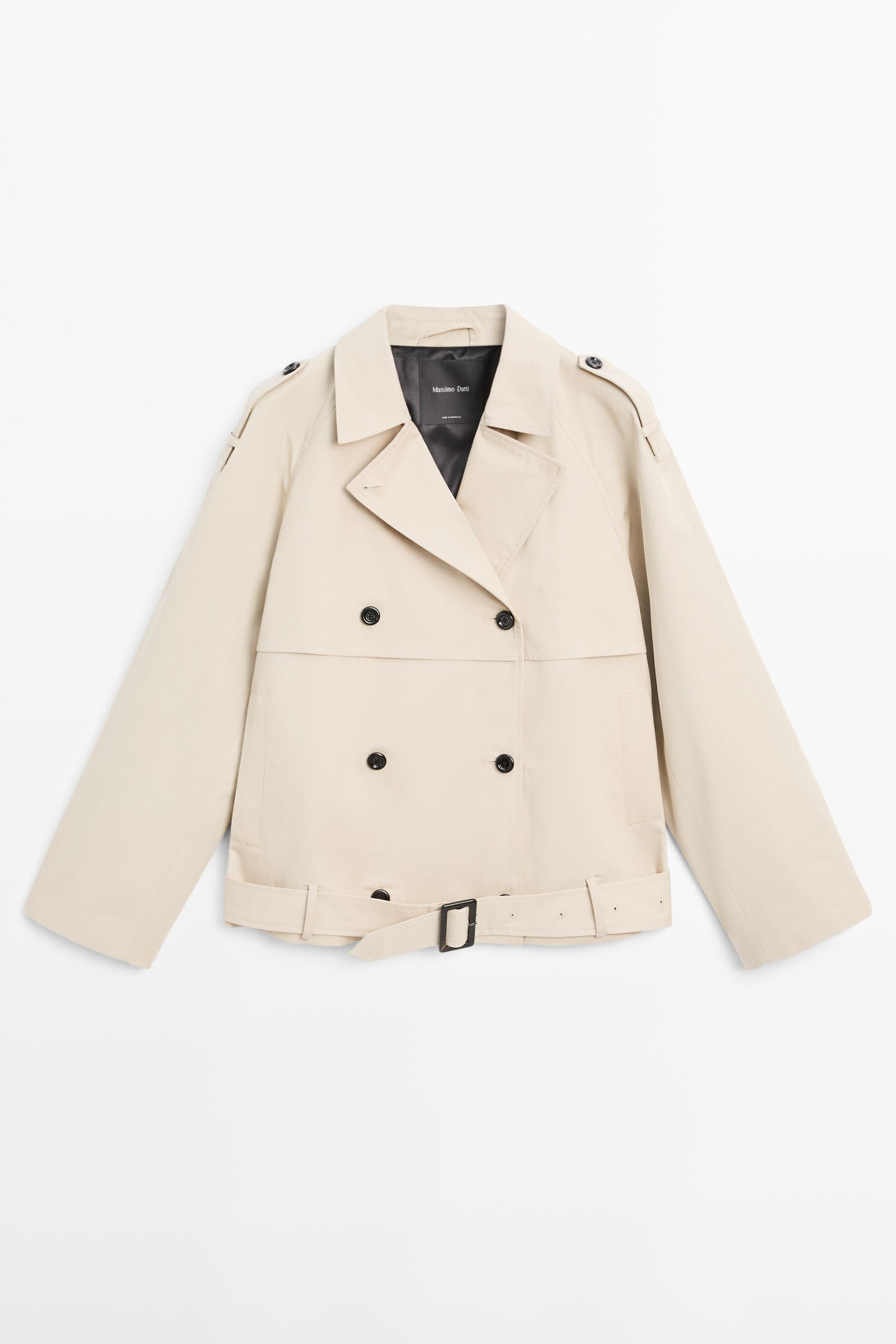 Short trench coat with belt detail | Massimo Dutti US