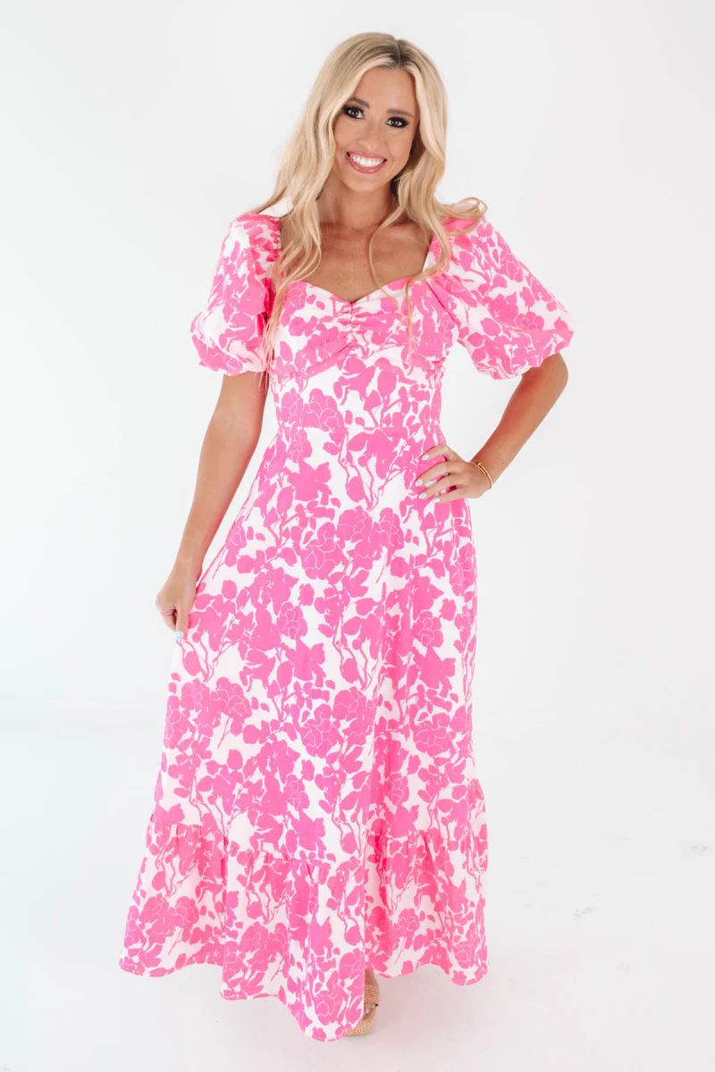 Bold Blossoms Midi Dress - Pink | The Impeccable Pig