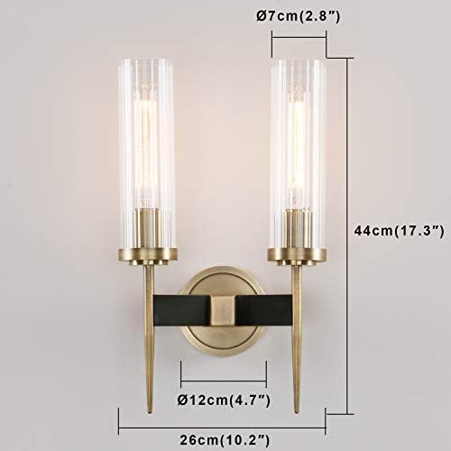 Permo Vintage Bronze Antique Single Wall Sconce Lighting Fixture with 2.8" Cylindrical Clear Glas... | Amazon (US)