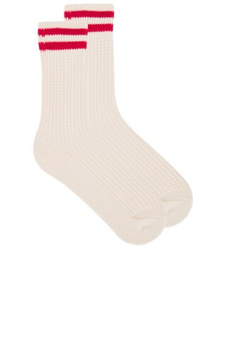 Free People Jackson Cozy Stripe Socks in Classic Red from Revolve.com | Revolve Clothing (Global)