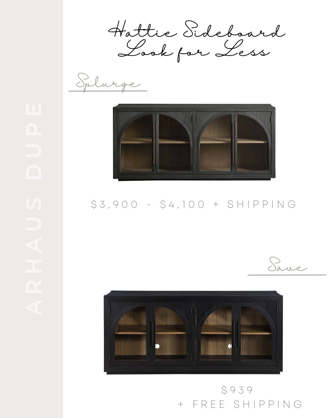 I’ve always loved the elevated, minimal look of the Arhaus Hattie Sideboard, so I rounded up some amazing dupes that give you the same designer feel without the splurge. If you’re looking to style your dining room or entryway on a budget, these options are stunning. Shop the original and all the best look-for-less finds below!

Arhaus Hattie sideboard
Arhaus sideboard dupe
Hattie sideboard look for less
Sideboard dupe
Buffet cabinet dupe
Modern sideboard
Neutral sideboard
Warm wood sideboard
Dining room furniture
Entryway console table
Credenza look for less
Designer furniture dupe
High-end look for less
Affordable home decor
Neutral home decor
Modern farmhouse decor
Coastal modern decor
Transitional furniture
Wood sideboard cabinet
Wayfair Verified sideboard
Wayfair sideboard
Furniture finds
Home decor budgeting
Look for less furniture finds
Arhaus furniture dupes
Dining room inspiration
Entryway styling ideas
Neutral furniture favorites

#LTKHome #LTKSaleAlert