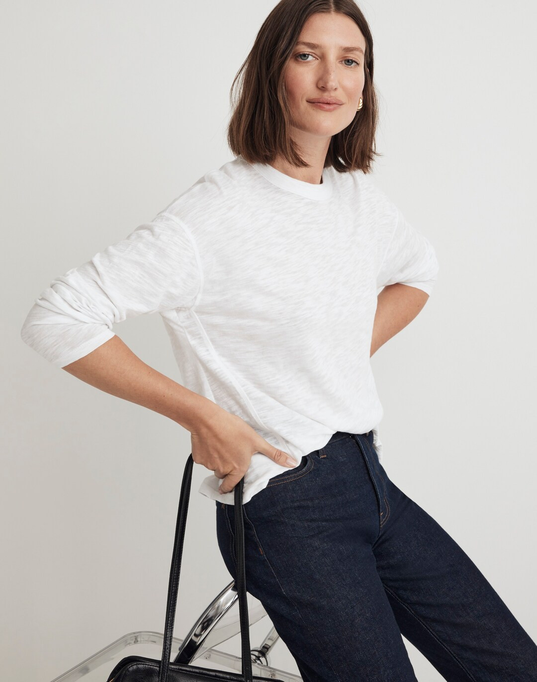 Slub Relaxed Long-Sleeve Tee in Stripe | Madewell
