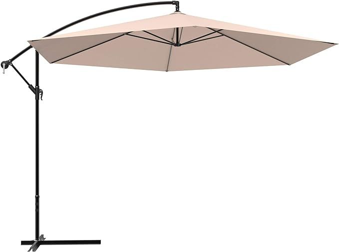 AOBOCO Grand Patio Offset Umbrella, Outdoor Market Umbrella with Crank, Curvy Aluminum Patio Hang... | Amazon (US)