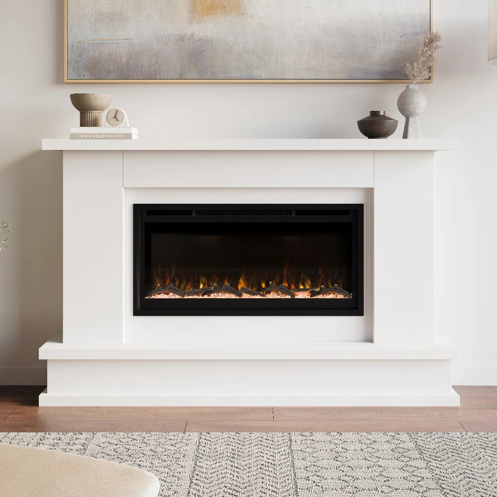 Modern Ember Patton 64" Mantel Package with 42" Electric Fireplace - Works w/ Alexa and Google As... | Wayfair North America