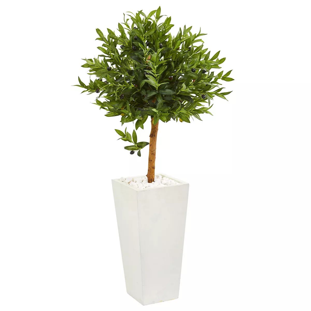 nearly natural 4-ft. UV Resistant Olive Topiary Artificial Tree in White Planter | Kohl's