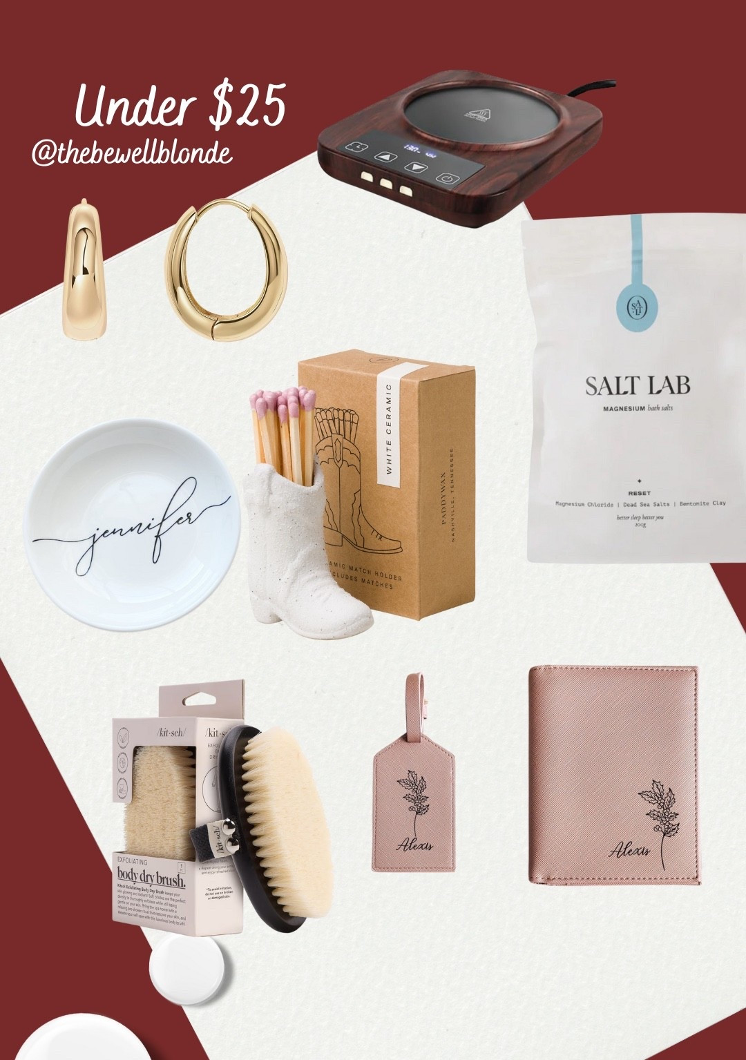 Gifts under 25
Dry brush 
Earrings 
Personalized gifts 
Passport

#LTKGiftGuide #LTKFindsUnder50 #LTKSaleAlert